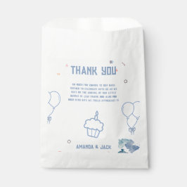 電車の青いバルーン男の子お洒落シャワー フェイバーバッグ