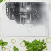 電車の黒白 キッチンタオル (折り畳み)