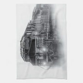 電車の黒白 キッチンタオル (縦)