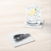 電車の黒白 スクエアペーパーコースター (インサイチュ)