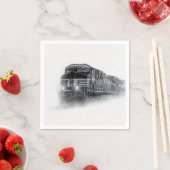 電車の黒白 スタンダードカクテルナプキン (インサイチュ)