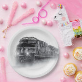 電車の黒白 ペーパープレート (パーティー)