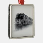 電車の黒白 メタルオーナメント (右)