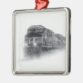電車の黒白 メタルオーナメント (左)