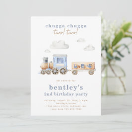 電車の2歳誕生日招待状 | デジタルまたは印刷 招待状