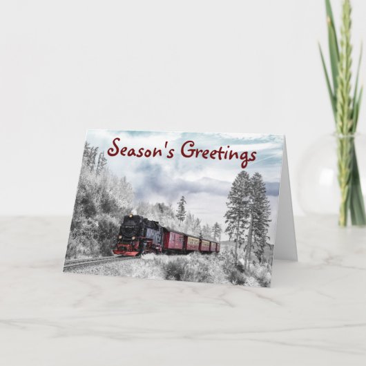 電車をテーマにしたシーズンの挨拶 クリスマスカード カード (正面)