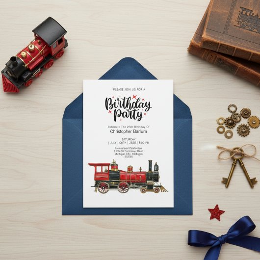 電車をテーマにした誕生日パーティーに参加しよう 招待状