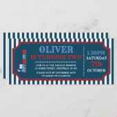 電車チケットの誕生日パーティーの招待 招待状 (正面/裏面)