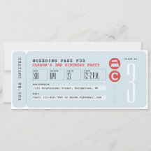 電車チケットの誕生日パーティーの招待