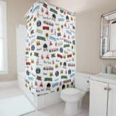 電車パターンリトルボーイ名Choo Choo Kids シャワーカーテン (インサイチュ)