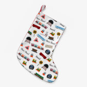 電車パターンリトルボーイ名Choo Choo Kids スモールクリスマスストッキング (正面 (吊り時))