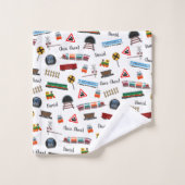 電車パターンリトルボーイ名Choo Choo Kids バスタオルセット (ウォッシュタオル)