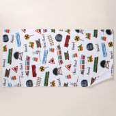 電車パターンリトルボーイ名Choo Choo Kids ビーチタオル (正面)