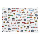 電車パターンリトルボーイ名Choo Choo Kids 枕カバー (裏面-左)