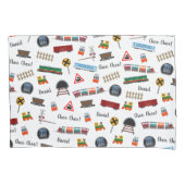 電車パターンリトルボーイ名Choo Choo Kids 枕カバー (正面左)