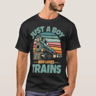 電車好きな少年たちへ 電車好きな男の子のための面白いデザイン Tシャツ