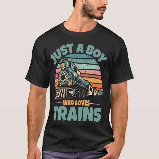 電車好きな少年たちへ 電車好きな男の子のための面白いデザイン Tシャツ (正面)