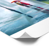 電車油絵梅雨の日傘 ポスター (角)