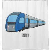 電車漫画イラストレーション シャワーカーテン (正面)
