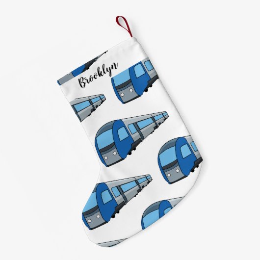 電車漫画イラストレーション スモールクリスマスストッキング (裏面 (吊り時))