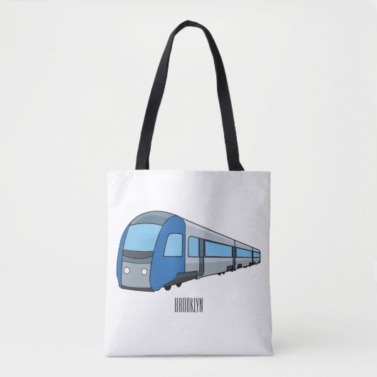 電車漫画イラストレーション トートバッグ (正面)
