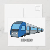 電車漫画イラストレーション ポストカード (正面/裏面)