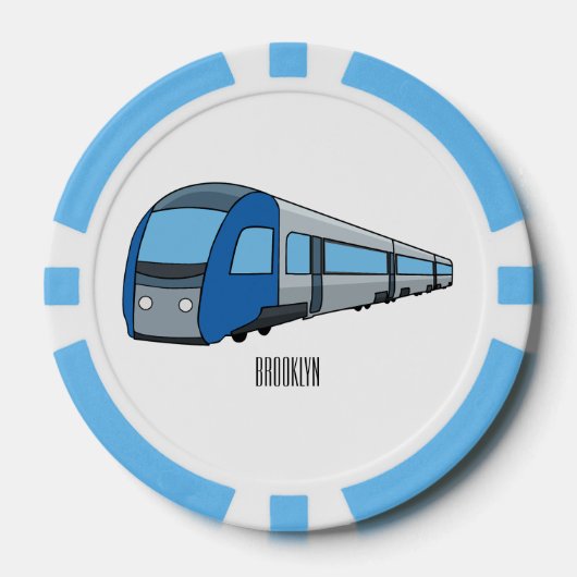 電車漫画イラストレーション ポーカーチップ (正面)