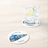 電車漫画イラストレーション ラウンドペーパーコースター (インサイチュ)