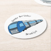 電車漫画イラストレーション ラウンドペーパーコースター (アングル)