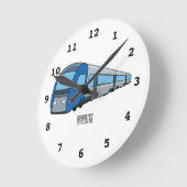 電車漫画イラストレーション ラウンド壁時計 (傾斜)