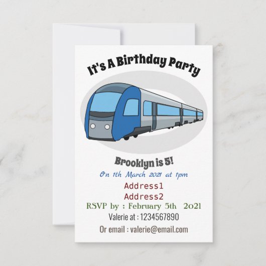 電車漫画イラストレーション 招待状 (正面)