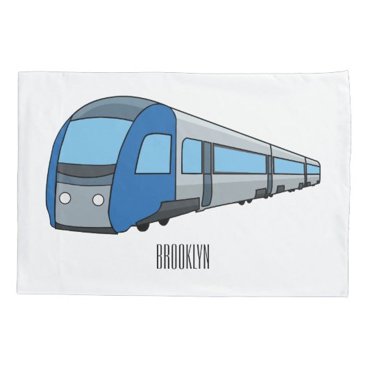 電車漫画イラストレーション 枕カバー (裏面)