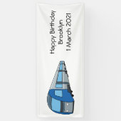 電車漫画イラストレーション 横断幕 (縦)