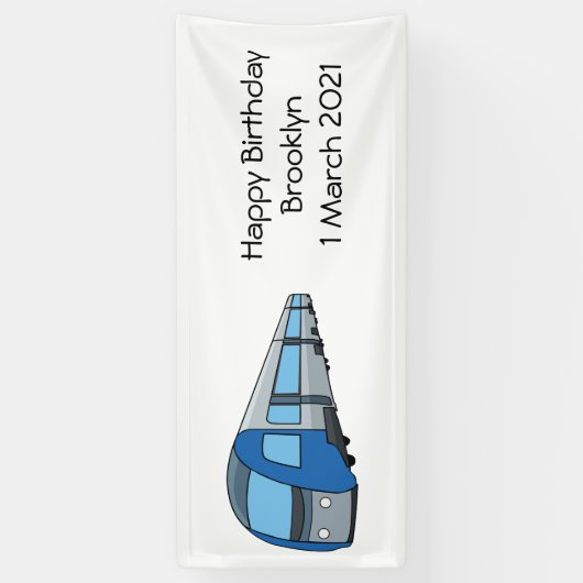 電車漫画イラストレーション 横断幕 (縦)