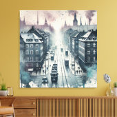 電車線付き水カラー上部通りビュー キャンバスプリント (インサイチュ (リビング))