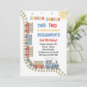 電車誕生日招待Chugga Choo Boy Blue Red 招待状 (スタンド正面)