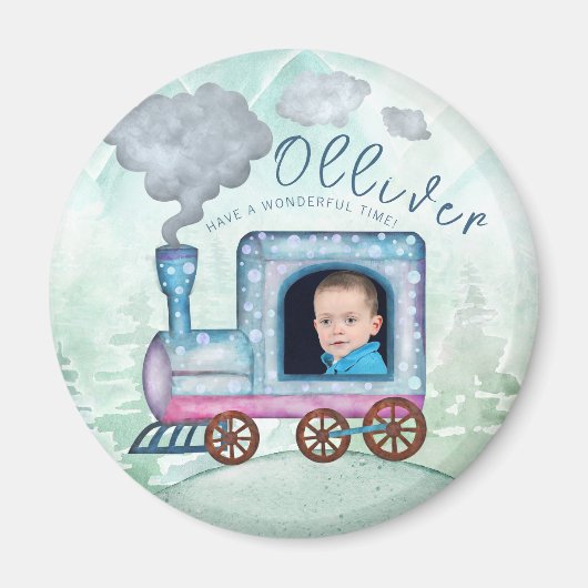 電車誕生日Chugga Chugga 2枚の写真 マグネット (正面)