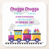 電車 チュッ チュッ カートゥーン 2歳の誕生日 スクエアペーパーコースター (正面)