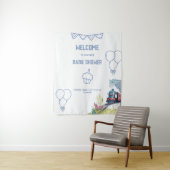 電車 ブルーバルーン 男の子 ファンシー ベビーシャワー タペストリー (インサイチュ)