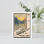 電車、国立公園、ヴィンテージスタイル ポストカード (スタンド正面)