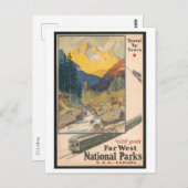電車、国立公園、ヴィンテージスタイル ポストカード (正面/裏面)