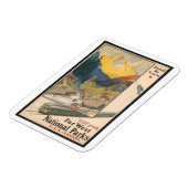 電車、国立公園、ヴィンテージスタイル マグネット (左側)