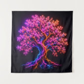 電飾アートが光る華やかな桜の木 タペストリー (正面)