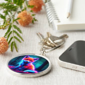 電鮮やか気な色合いの夢のような狐 キーホルダー (側面)