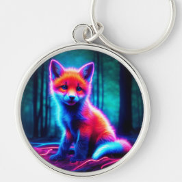 電鮮やか気な色合いの夢のような狐 キーホルダー