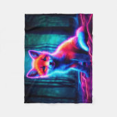 電鮮やか気な色合いの夢のような狐 フリースブランケット (正面)