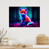 電鮮やか気な色合いの夢のような狐 ポスター (キッチン)