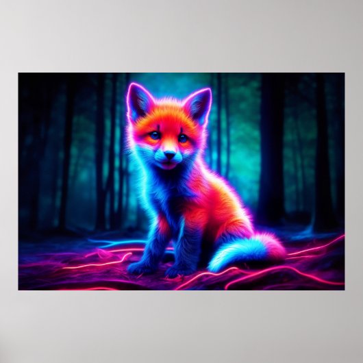 電鮮やか気な色合いの夢のような狐 ポスター (正面)
