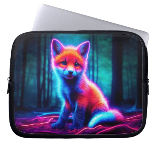電鮮やか気な色合いの夢のような狐 ラップトップスリーブ (正面)