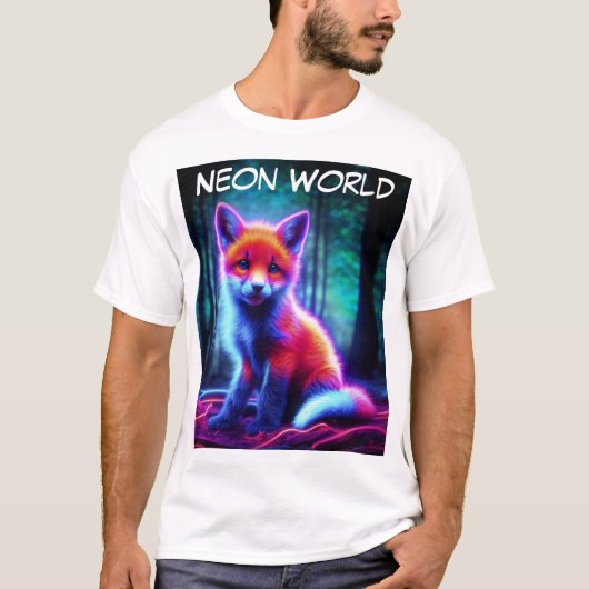 電鮮やか気な色合いの夢のような狐 Tシャツ (正面)